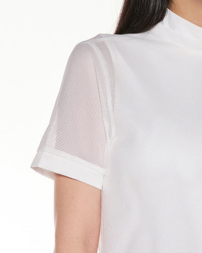 Mesh Crop Short Sleeve and Sleeveless Set - White