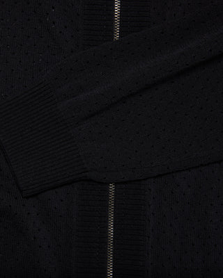 Scassi Collar Zip-Up Cardigan - Black