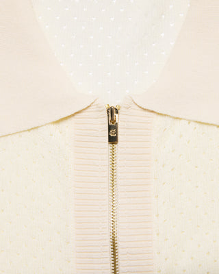 Scassi Collar Zip-Up Cardigan - Ivory