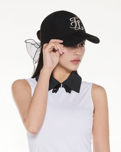 Organza ribbon logo cap - Black