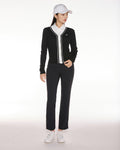 Color combination wide ribbed cardigan - Black