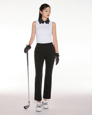 Big Collar Ribbon Sleeveless T-shirt - White