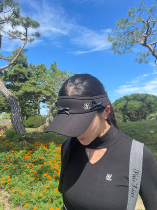 Fair Liar Leather Ribbon Visor - Black