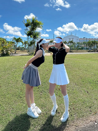 Detachable Lace Ribbon Sleeveless Knit (Black)