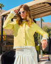 Sleeve Frill Jacket Style Cardigan - Yellow