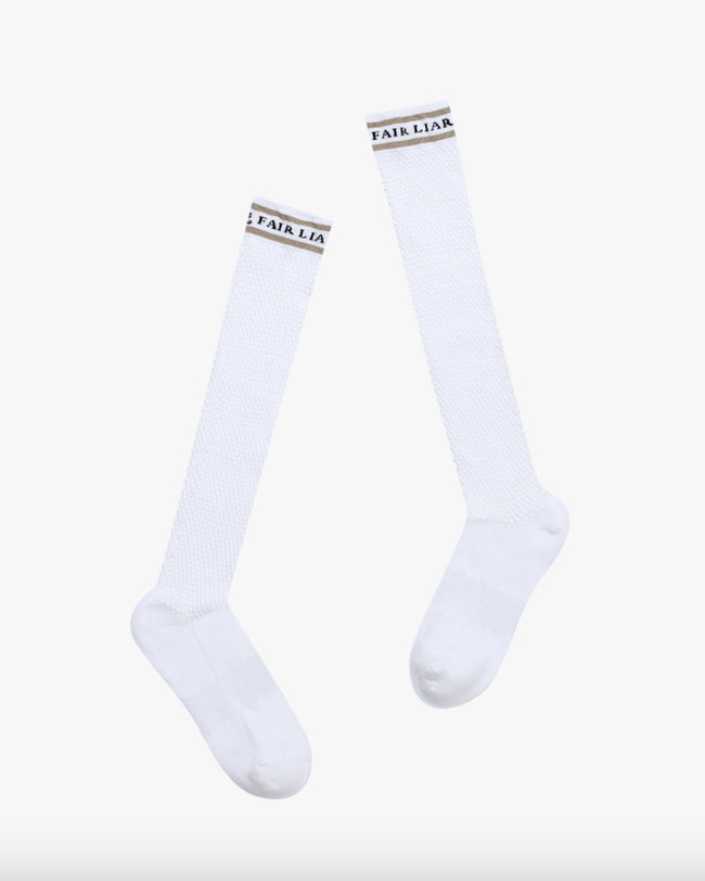 Waffle Knee Socks - White