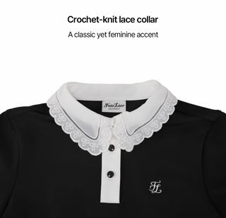Eyelet Lace Collar T-shirt (Black)