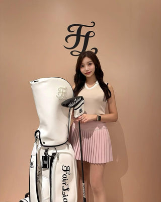 [FL Signature] Pearl & Bead Flare Pleated Skirt - Pink