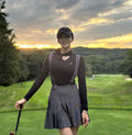 High waist overall pleated skirt - Black