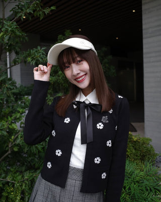 Detachable back ribbon visor - Cream