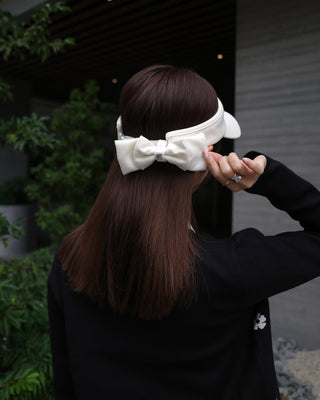 Detachable back ribbon visor - Cream