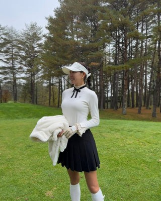 Velvet Detachable Ribbon Tshrit (Ivory)