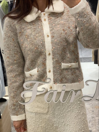 Fur Collar Windproof Cardigan (Beige)