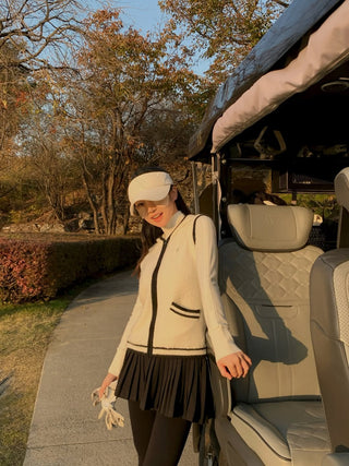 Hooded Windproof Knit Vest (Ivory)