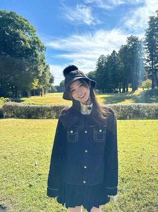 Stitch Windproof Cardigan (Black)