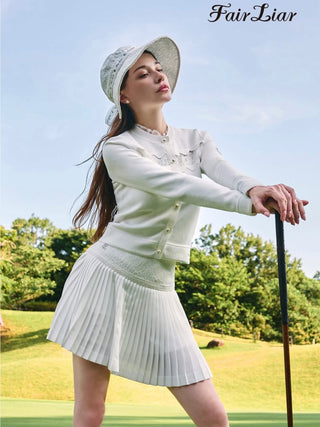 Lace Scallop Cardigan (White)