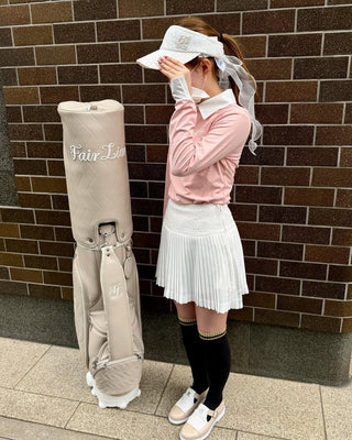 Lace Flare Pleated Skirt (White)