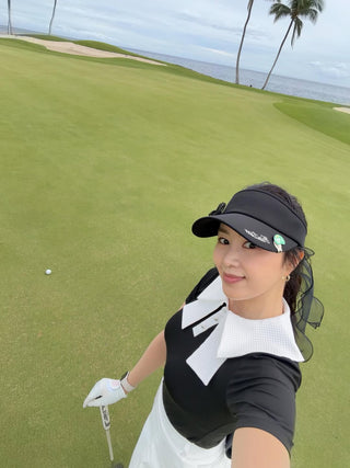 Pearl Ribbon Organza Visor (Black)