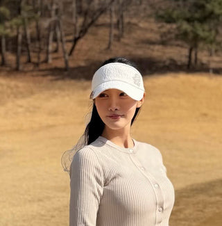 Lace Pearl Organza Visor (White)