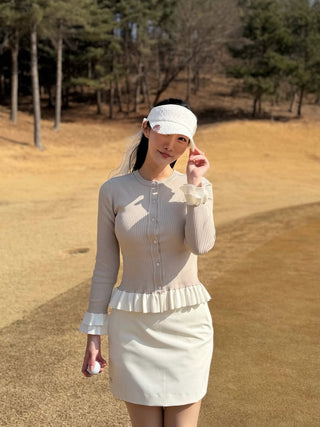 Ruffle Rib Cardigan (Beige)