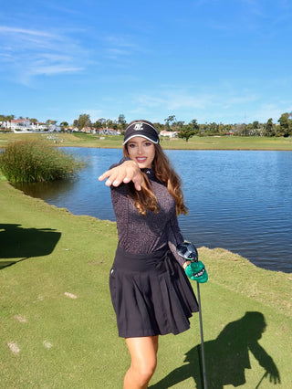 Asymmetrical Ribbon Pleated Skirt (Black)