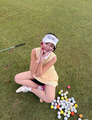 Seersucker Smoke Band Skirt (Yellow)