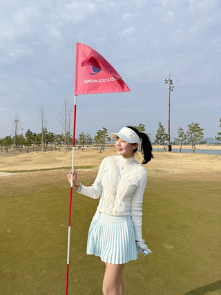 Organza V-neck cardigan (White)