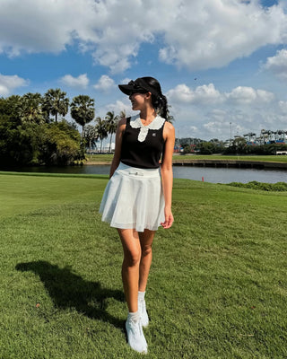 Crochet Collar Sleeveless Knit (Black)