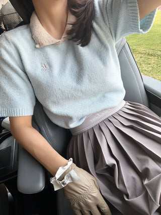 Lambskin Ribbon Gloves (Beige)