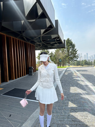 Organza V-neck cardigan (White)