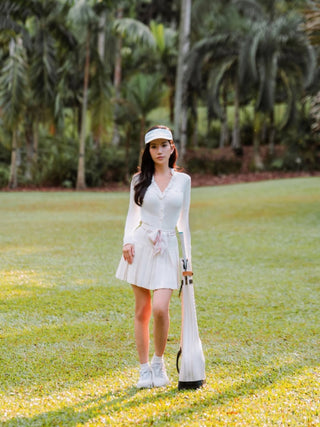Fair Liar Rib Frill Cardigan (White)