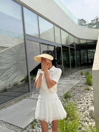 Wide Raffia Visor (Beige)