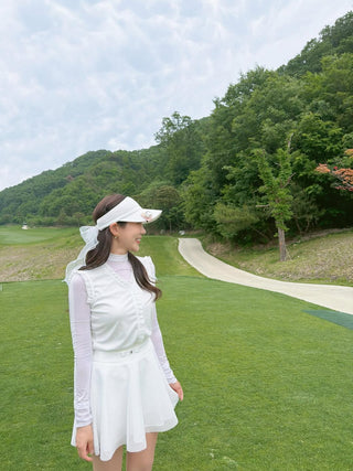 Organza Ribbon Mesh Visor (White)