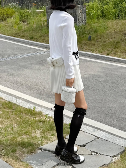 Tweed Twin Hip Bag (White)