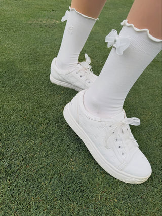 Ankle Frill Ribbon Socks (White)