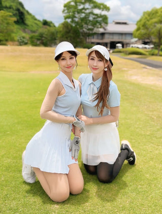 Ribbon Point Sleeveless Knit (Blue)