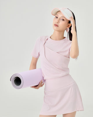 Rib Back Pleated Skirt (Coral)