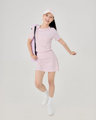 Rib Back Pleated Skirt (Coral)