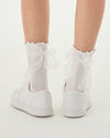 Organza ribbon ankle socks - White