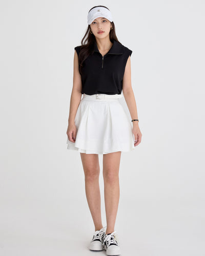 double layer flared skirt - White