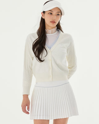 Double Color V-Neck Cardigan - White