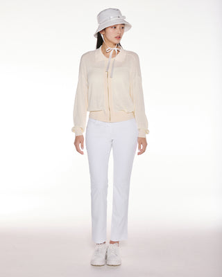 Scassi Collar Zip-Up Cardigan - Ivory