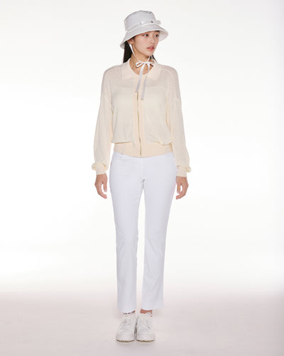 Scassi collar zip-up cardigan - Ivory