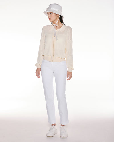 Scassi collar zip-up cardigan - Ivory