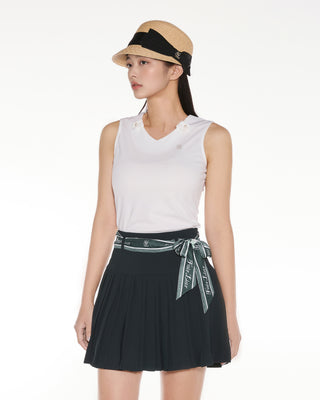 Botanical Scarf Set Sleeveless T-shirt - White