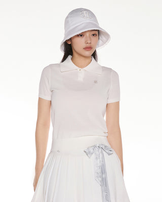 Pearl Point Short Sleeve Knit - White