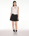 Asymmetrical ribbon pleated skirt - Black