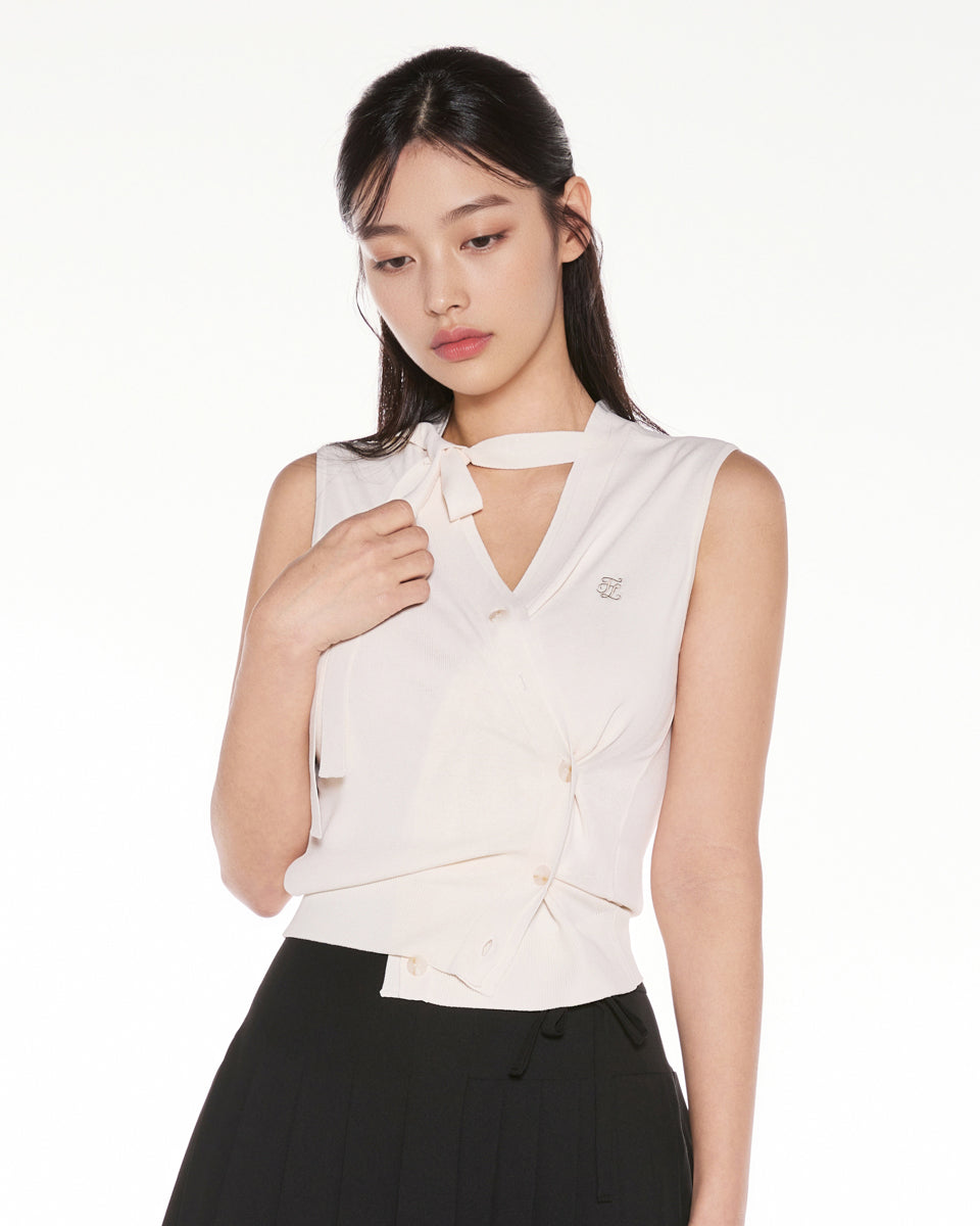 2 way Tie Knit Vest (Ivory)