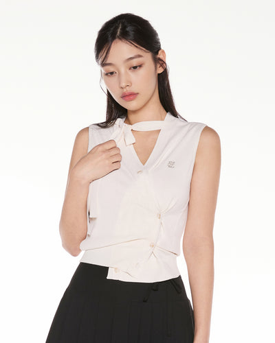 2-Way tie knit vest - Ivory