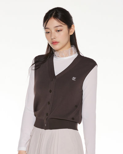 2-Way tie knit vest - Cocoa